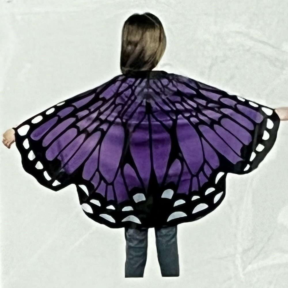 Creatology Butterfly Wings Kids Dress Up Costume Cape Purple Black Ages 3-8